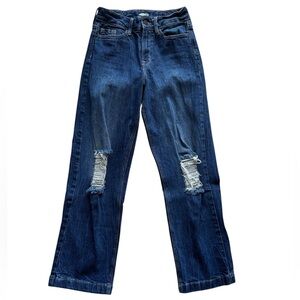 Old Navy High-Rise Distressed Knee Wide Leg Nicky Jeans Size 0